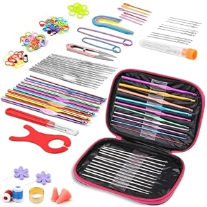 hasthip 109-piece crochet hook set with case ergonomic needles kit