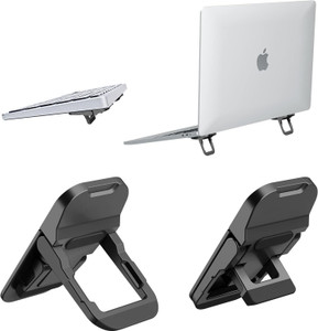 hasthip adhesive laptop stand feet portable folding laptop risers with 2 heights black adhesive laptop stand feet cooling folding risers aluminium floor and desk stand laptop stand with adjustable height compatible with universal laptops black