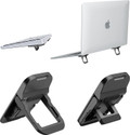 HASTHIP Adhesive Laptop Stand Feet Portable Folding Laptop Risers with 2 Heights Black Adhesive Laptop Stand Feet Cooling Folding Risers Aluminium Floor and Desk Stand Laptop Stand with Adjustable Height Compatible with Unive