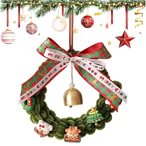 hasthip christmas wreath with bells handmade pipe cleaner bow decor