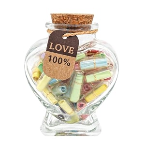 hasthip 45pcs letters message in a bottle romantic heart shaped glass drift bottle for girlfriend - love letter gift for birthday valentines day love message rolls