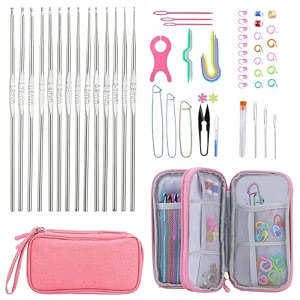 hasthip aluminum crochet hooks set with bag stitch markers and needles