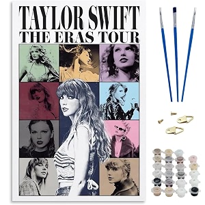 hasthip taylor swift oil painting by number kit for adults beginner fashion star cover paint by numbers kit acrylic paint home wall art decor gift for sister fans 16x24 inch