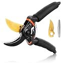 HASTHIP® Gardening Scissor with Replace Blade &amp;Spring, Stainless Steel SK5 Blade Garden Snip with Safety Lock Garden Shears Sharp Cutter Pruners Scissor for Lawn, Garden &amp; Potted Plants