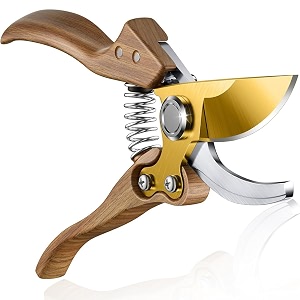 hasthip gardening scissors 82 inches stainless steel bypass plant cutter gardening shears wood grain pattern aluminum alloy handle design hand pruner cutter for shrubs flowers fruit tree