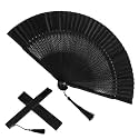 HASTHIP® Bamboo Hand Fan, Silk Folding Chinese Vintage, Sleeve And Tassel