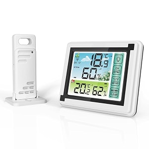 hasthip hygrometer humidity gauge meter with 1 remote sensor range indoor amp outdoor thermometer lcd digital thermometer desk thermometer for nursery garden green house office 60m range