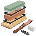 HASTHIP Knife Sharpener Stone 400/1000/3000/8000 Grit with Non-Slip Base
