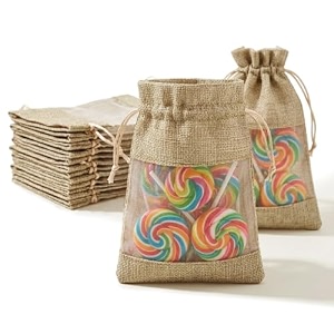 hasthip linen burlap organza gift bags with drawstrings for favors