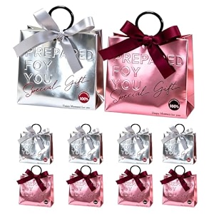 hasthip metallic foil gift boxes with ribbon bow and handles