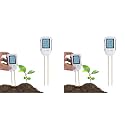 HASTHIP Soil Meter 3 in 1 Professional Dual Probes for Moisture Temp PH LCD Digital Precison Agriculture (Without Battery) 2 PCS