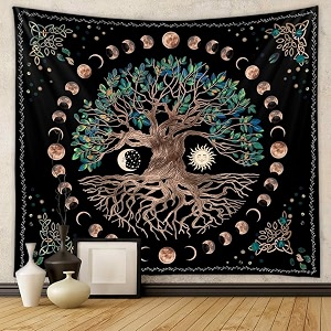 hasthip tree of life wall tapestry 51x59 inches psychedelic moon art