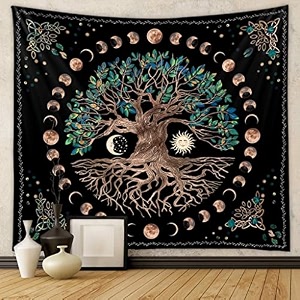 hasthip tree of life wall tapestry 51x59 inches psychedelic moon art