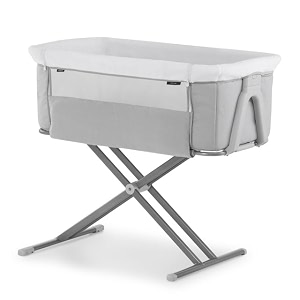 hauck bedside cot bassinet height adjustable foldable melange grey