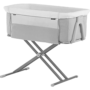 hauck bedside cot bassinet height adjustable foldable melange grey