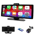 Haudio 10.26" Portable Wireless Apple CarPlay Screen for Car, Wireless Android Auto Touch Screen with 1080P Dash Cam & Backup Camera, GPS Navigation, Bluetooth 5.0, Voice Control, FM, Plug and Play