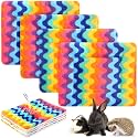 Haull 4 Pcs Waterproof Guinea Pig Bedding Mat, Rainbow, 13 x 10