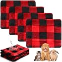 Haull 4 Pcs Waterproof Guinea Pig Bedding Mat, Christmas Plaid, 13 x 18.5