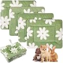 Haull 4 Pcs Waterproof Guinea Pig Bedding Mat, White Flowes, 13 x 10