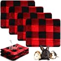 Haull 4 Pcs Waterproof Guinea Pig Bedding Mat, Christmas Plaid, 13 x 10