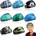 Haull 8 Pcs Kids Boys Athletic Headbands Elastic Sports