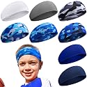 Haull 8 Pcs Kids Boys Athletic Headbands Elastic Sports
