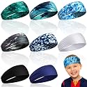Haull 8 Pcs Kids Boys Athletic Headbands Elastic Sports