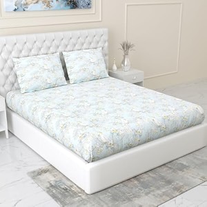 haus amp kinder fitted bedsheets king size 144 tc cotton with elastic 2 pillow covers 72 x 78 x 10 inches tropical bird