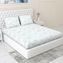 haus &amp; kinder Fitted Bedsheets King Size, 144 TC Cotton with Elastic, 2 Pillow Covers, 72 x 78 x 10 Inches, Tropical Bird