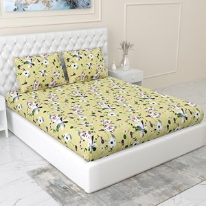 haus amp kinder fitted king size bedsheets 144 tc pure cotton bedsheet king size elastic fitted bed sheet bedding set 1 bedsheet and 2 pillow cover floroise