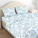 haus & kinder Fitted King Size Bedsheets 144 TC Pure Cotton Bedsheet King Size Elastic Fitted Bed Sheet Bedding Set 1 Bedsheet and 2 Pillow Cover Island Bloom