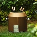 Haus of bars by Speedx- Charcoal Tandur with 4 Skewers | Home Cooking Tandoor Crafted with a Blend of Clay &amp; Metal, (20x20x20) Inches, Cylindrical (Matt Gold)