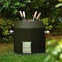 HAUS OF BARS by Speedx- Charcoal Tandur with 4 Skewers | Home Cooking Tandoor Crafted with a Blend of Clay &amp; Metal, (20x20x20) Inches, Cylindrical (Royale Green)
