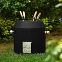 HAUS OF BARS by Speedx- Charcoal Tandur with 4 Skewers | Home Cooking Tandoor Crafted with a Blend of Clay &amp; Metal, (20x20x20) Inches, Cylindrical (Matt Black)