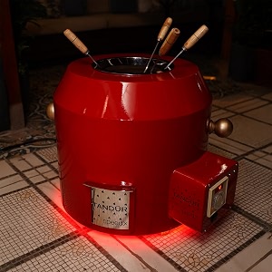 haus of bars by speedx - electric tandur with 4 skewers  home cooking tandoor crafted with a blend of clay amp metal 20x20x20 inches cylindrical fiery red