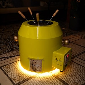 haus of bars by speedx - electric tandur with 4 skewers  home cooking tandoor crafted with a blend of clay amp metal 20x20x20 inches cylindrical lemon yellow