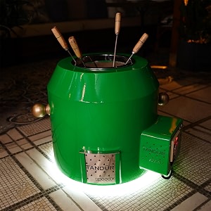 haus of bars by speedx - electric tandur with 4 skewers  home cooking tandoor crafted with a blend of clay amp metal 20x20x20 inches cylindrical mint green