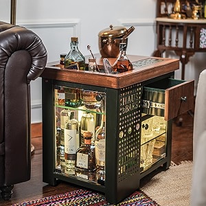 haus of bars by speedx - model m mini home bar royal green with left side display cabinet