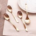 Haus and Kinder Rose Gold Stainless Steel Dinner Spoon Set of 4 | Serving Spoons for Kitchen Luxury Dining Tableware | Cutlery Gifts | Rose Gold Spoon -18cm