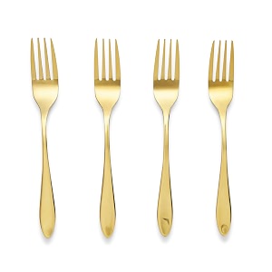 haus and kinder stainless steel golden fork 4 pieces cutlery set for home amp kitchen luxury dining gift dessert forks 100 food grade anti-rust and dishwasher safe - 20cm l champagne gold glossy
