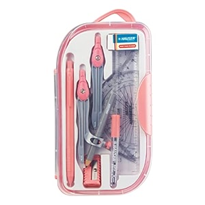 hauser mathematical drawing instrument box  silver matt finish instruments  attractiev instruments inside the box handy storage box for students  of 1