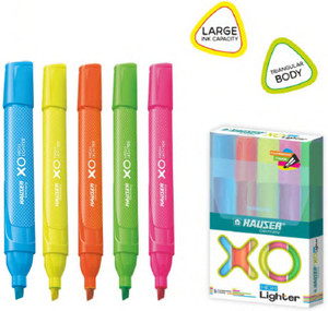hauser xo highlighter set of 5 fluorescent colours