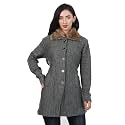 HAUTEMODA Solid Collared Neck Casual Women Coat with Fur Collar