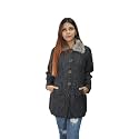 HAUTEMODA Solid Collared Neck Casual Women Coat with Fur Collar