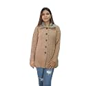 HAUTEMODA Solid Collared Neck Casual Women Coat with Fur Collar