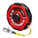 HAUTMEC 100ft/30m Tape Measure Long Measuring Tape Flexible PVC Fiberglass Dual Inch/Metric, Closed Reel Measure Tape, for Land Yard Distance Measurement, and Construction 25061