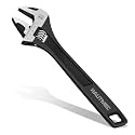 HAUTMEC 12 inch Adjustable Wrench Extra Wide Jaw Black Finish Adjustable Wrenches Drop-Forged CR-V Steel Metric &amp; SAE Scales for Home Garage Workshop DIY