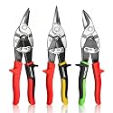 HAUTMEC 3 Pcs Aviation Tin Snips for Cutting Metal Sheet, Heavy-Duty CR-V Metal Shears, 10" Sheet Metal Cutter Tools with Safety Lock & Ergonomic Grip for Straight, Left & Right Cuts – HTSSM25063