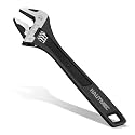 HAUTMEC 6 inch Adjustable Wrench Extra Wide Jaw Black Finish Adjustable Wrenches Drop-Forged CR-V Steel Metric &amp; SAE Scales for Home Garage Workshop DIY