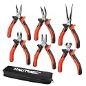 HAUTMEC 6-Piece Mini Pliers Set, High Leverage Small Jewelry Pliers Set